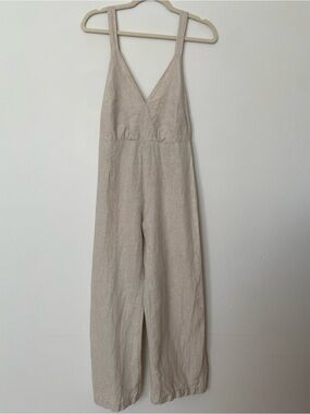 Reformation Dani 100% Linen Jumpsuit Natural Sand size 2